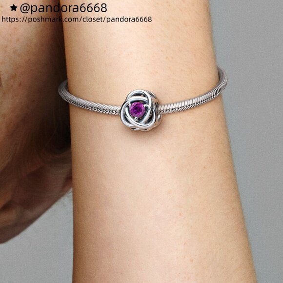 Pandora February Purple Eternity Circle Charm - Picture 4 of 6